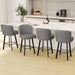 Swivel Counter Height Bar Stools Set of 3, 26'' Modern Barstools with Backs and Metal Legs, Upholstered Bar Chairs, Faux Leather Mid - Gray Stools for Kitchen Island Chairs - ShipItFurniture
