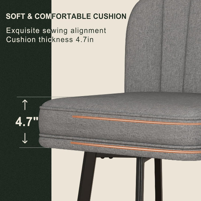 Swivel Counter Height Bar Stools Set of 3, 26'' Modern Barstools with Backs and Metal Legs, Upholstered Bar Chairs, Faux Leather Mid - Gray Stools for Kitchen Island Chairs - ShipItFurniture