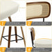 Swivel Counter Height Bar Stools Set of 4, Upholstered Faux Leather Barstools with Rattan Back, 26" Seat Height Bar Chairs for Kitchen Island, Bentwood Wood Frame, Cream White - ShipItFurniture