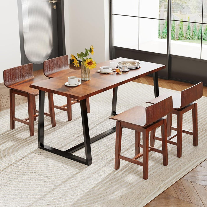 Swivel Solid Wood Dining Stools Set of 4, 19 - Inch Counter Height Chairs with Low Back, Footrest, Farmhouse Wooden Armless Barstools for Kitchen Island, Dining Room, Cafe, Breakfast, Walnut - ShipItFurniture