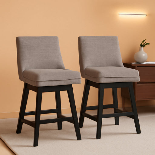 Tallenger 25" Upholstered Swivel Counter Height Barstool, 2 Count, Light Gray - ShipItFurniture