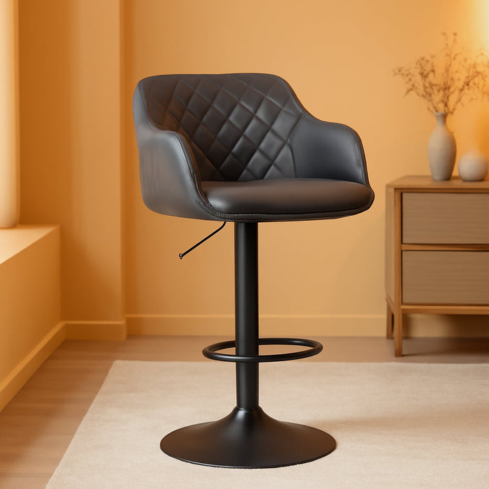 Toby Faux Leather Swivel Barstool, Adjustable, Gray and Black - ShipItFurniture