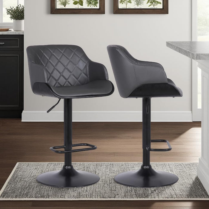 Toby Faux Leather Swivel Barstool, Adjustable, Gray and Black - ShipItFurniture