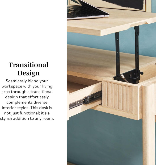 Transitional Lift - Top Desk With Storage And Adjustable Height - ShipItFurniture