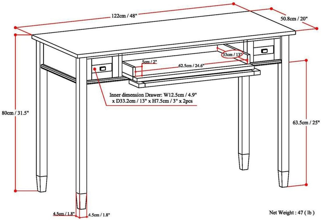 Transitional Solid Wood Writing Desk with Key Features - ShipItFurniture