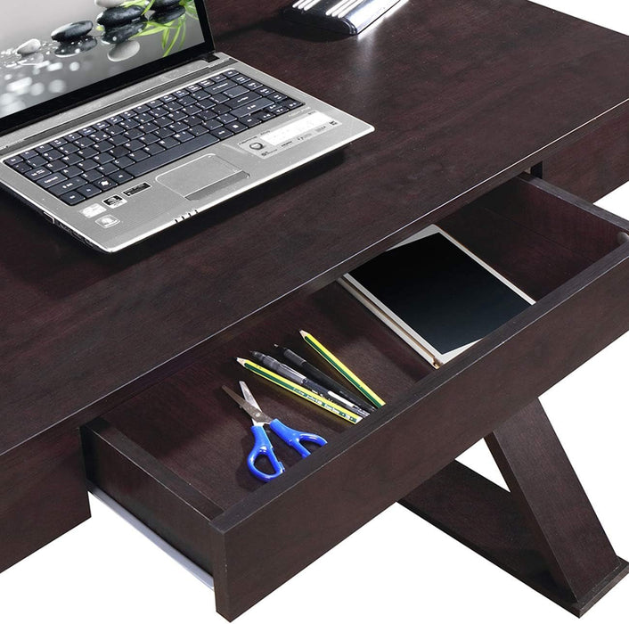 Trendy Espresso Writing Desk with Drawer and Storage - ShipItFurniture