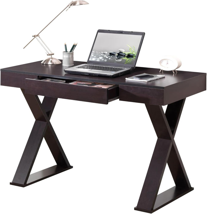Trendy Espresso Writing Desk with Drawer and Storage - ShipItFurniture