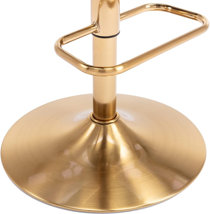 Tufted Fabric Bar Stools Set of 2, Adjustable Swivel Counter Height Barstools with Back, Upholstered Armless Airlift Bar Chairs for Kitchen Dining Cafe (Blue, Gold Base) - ShipItFurniture