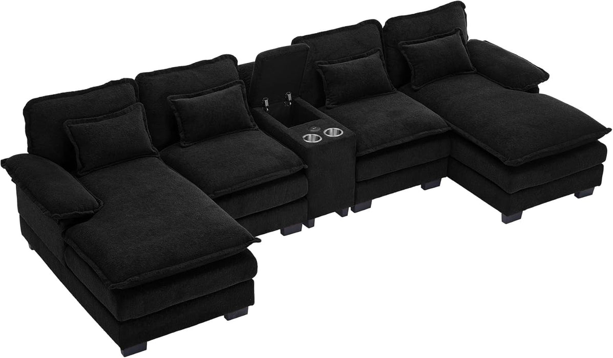 U Shaped Cloud Sectional Sofa with USB Charging Ports - ShipItFurniture
