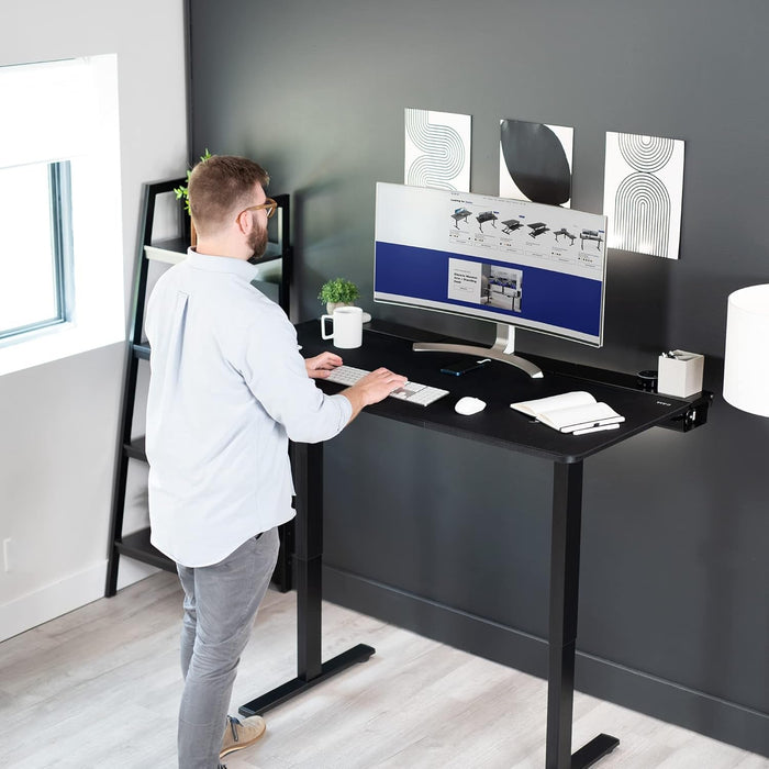 Universal 60 X 30 Inch Black Desk Top With Cable Management - ShipItFurniture