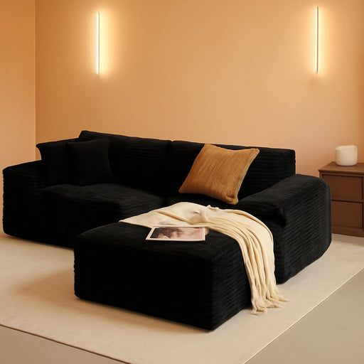 Versatile L - Shape Corduroy Sectional Couch for Comfort - ShipItFurniture