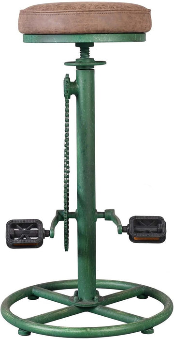 Vintage DIY Bar Stool Bicycle Chain Iron Pedal Retro Industrial Height Adjustable Bicycle Wheel Design Bar Chair Set of 2 Antique Green - ShipItFurniture