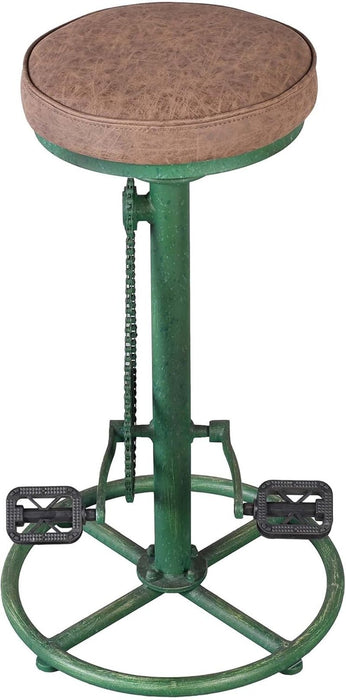 Vintage DIY Bar Stool Bicycle Chain Iron Pedal Retro Industrial Height Adjustable Bicycle Wheel Design Bar Chair Set of 2 Antique Green - ShipItFurniture