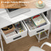 White Computer Desk with Drawers, 37.3 Inch Home Office Work Desk with Storage Shelf, Kids Teens Study Table for Small Space, Small Writing PC Table for Bedroom Makeup Vanity Desk - ShipItFurniture