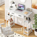 White Computer Desk with Drawers, 37.3 Inch Home Office Work Desk with Storage Shelf, Kids Teens Study Table for Small Space, Small Writing PC Table for Bedroom Makeup Vanity Desk - ShipItFurniture