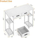 White Computer Desk with Drawers, 37.3 Inch Home Office Work Desk with Storage Shelf, Kids Teens Study Table for Small Space, Small Writing PC Table for Bedroom Makeup Vanity Desk - ShipItFurniture