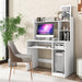 White Desk with Hutch &Charging Station, Home Office Desk with Keyboard Tray & CPU Stand, Modern Laptop PC Desk, Space - Saving Writing Study Desk with Bookshelf, Ideal for Dorm Bedroom - ShipItFurniture