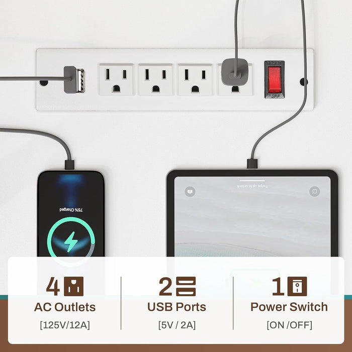 White L Shaped Office Desk, Farmhouse Home Office Desk with Fabric File Drawers and Power Outlet, Corner Gaming Desk with LED Lights, Hutch and Storage Shelves - ShipItFurniture