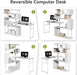 White Rotating L Shaped Desk with Bookshelf Storage - ShipItFurniture