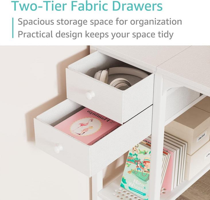 White Small Desk with Drawers - 40 Inch Computer Desk for Small Space Home Office, Modern Simple Study Writing Table PC Desks - ShipItFurniture