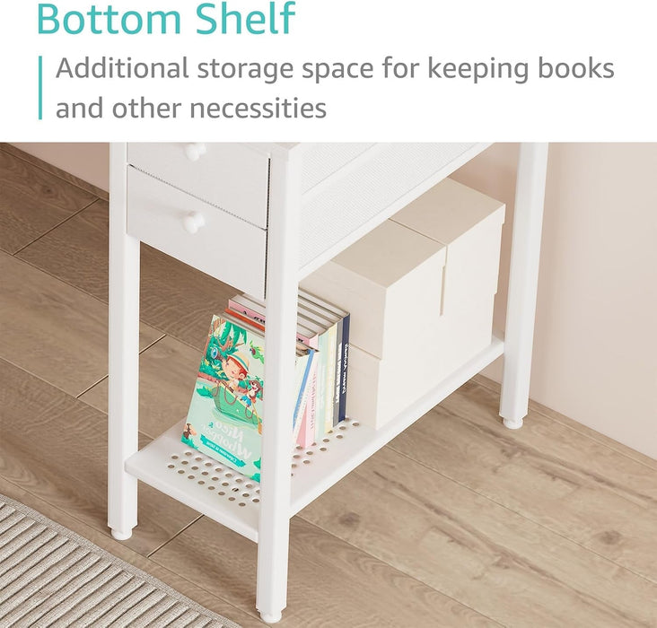 White Small Desk with Drawers - 40 Inch Computer Desk for Small Space Home Office, Modern Simple Study Writing Table PC Desks - ShipItFurniture