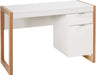 Wooden Home Office Desk with Drawer & Cabinet, PC Laptop Workstation Study Writing Desk, Ideal for Bedroom Home Office (White & Natural) - ShipItFurniture