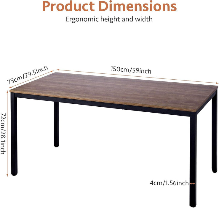Writing Computer Desk 59 Inch（60"X 30"）Home Office Wooden Writing Study Desk, Large Solid Wood Office Desk, Modern Excutive Desk, Sturdy Laptop Study Table, Walnut - Solid Tabletop Made of MDF - ShipItFurniture