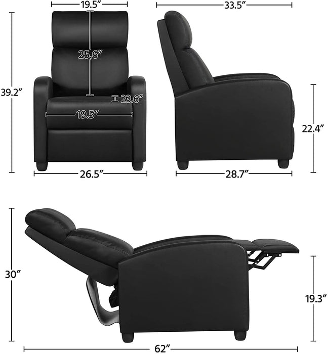 Black PU Leather Adjustable Reclining Chair