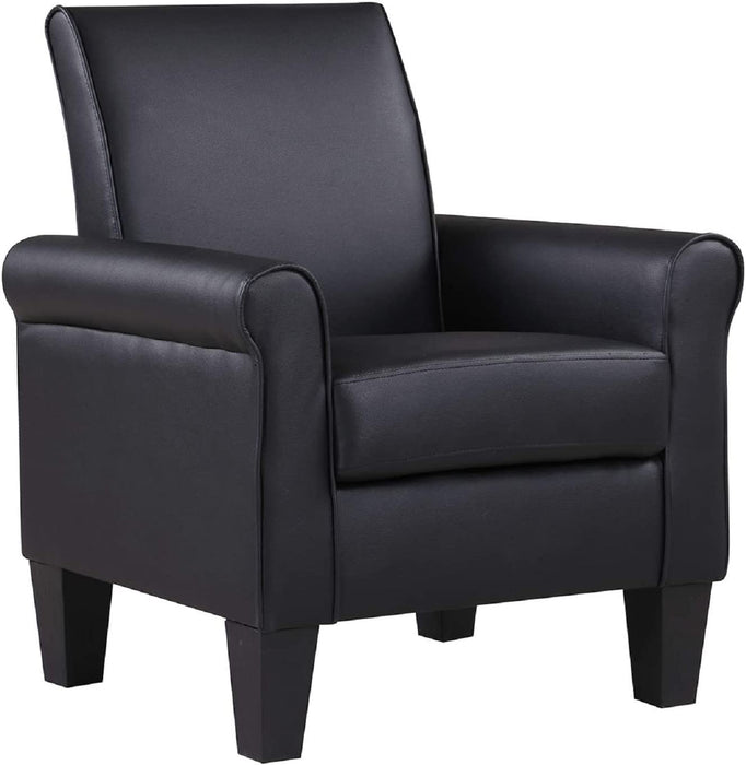 Black Faux Leather Accent Chair for Living Room