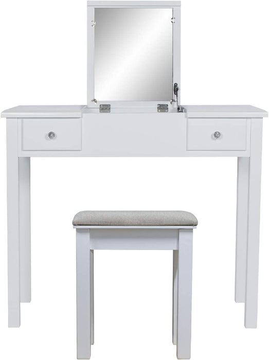 Flip Top Mirror Vanity Desk with Storage