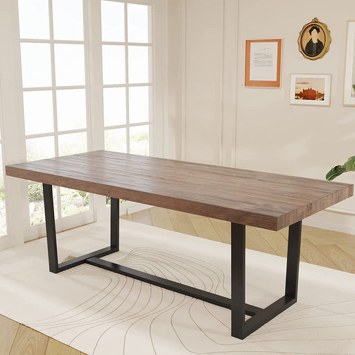 72″ Rustic Industrial Farmhouse Dining Table for 6-8, Brown