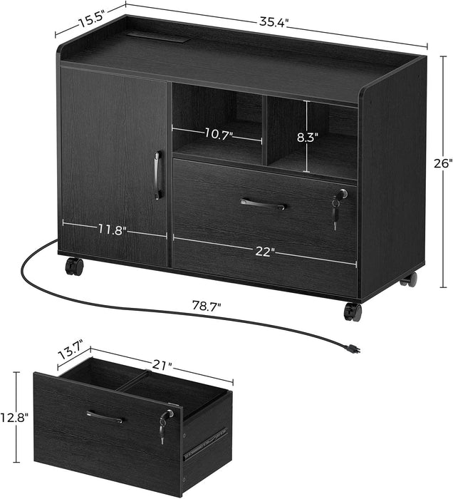 Mobile File Cabinet with Charging and Locking