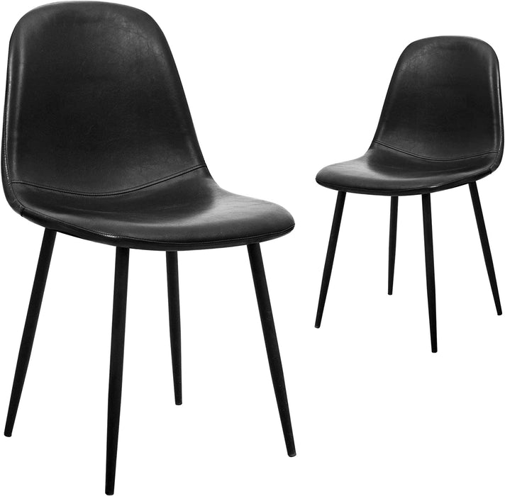 Black Faux Leather Modern Side Chair, Set of 2
