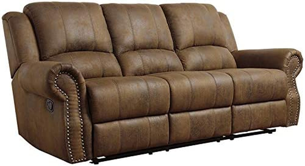 Nailhead Buckskin Brown Motion Sofa