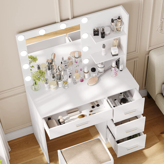 Makeup Vanity Table Set with Lighted Mirror