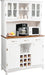 White Kitchen Hutch Sideboard with Wine Bottle Modulars
