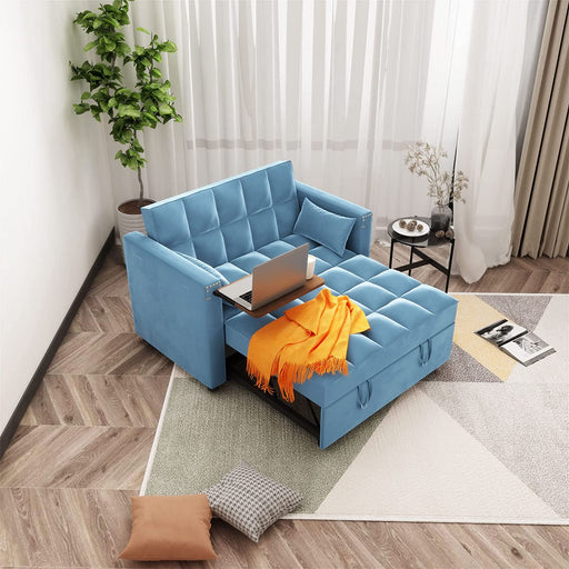 Multi-Functional Velvet Sleeper Sofa with Hidden Table