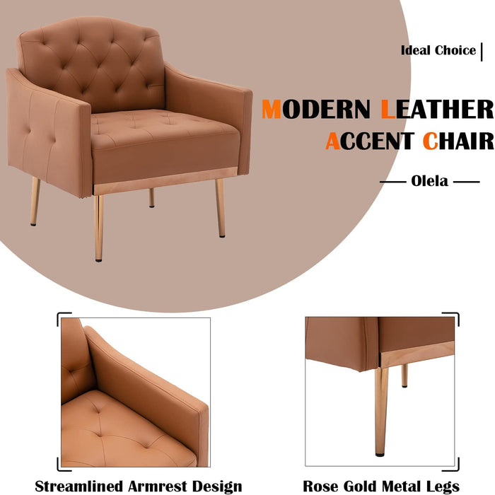 Modern Tufted Accent Chair with Gold Legs