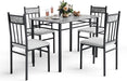 5-Piece Dining Table Set for 4, Marble Top