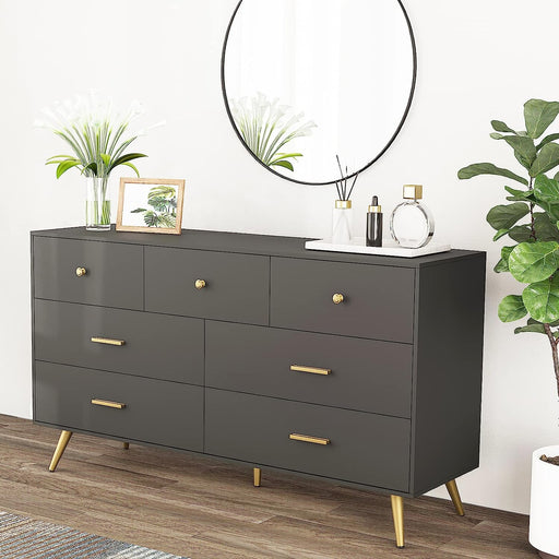 Modern Black 7-Drawer Dresser