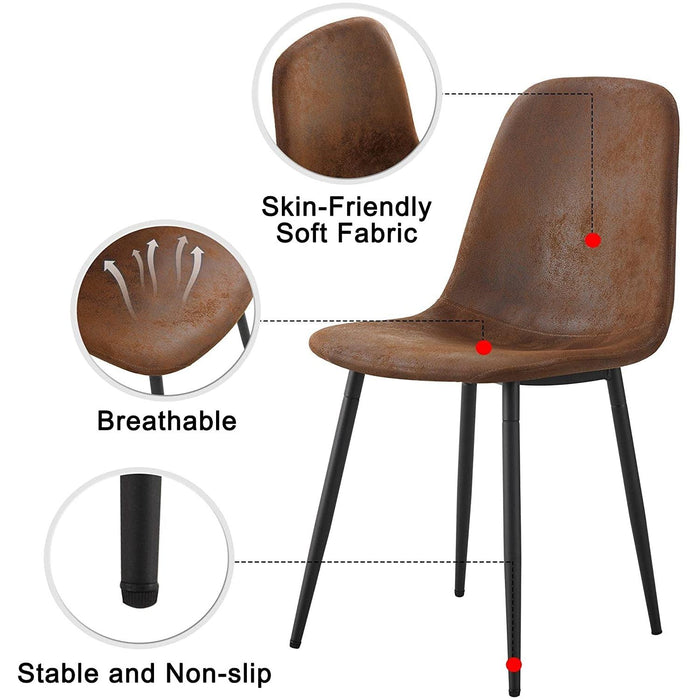 5 Piece Modern Farmhouse Wood Dining Table Set with Upholstered Chairs