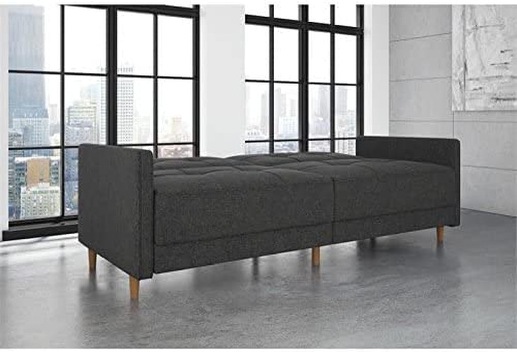 Mid Century Grey Linen Sofa Bed