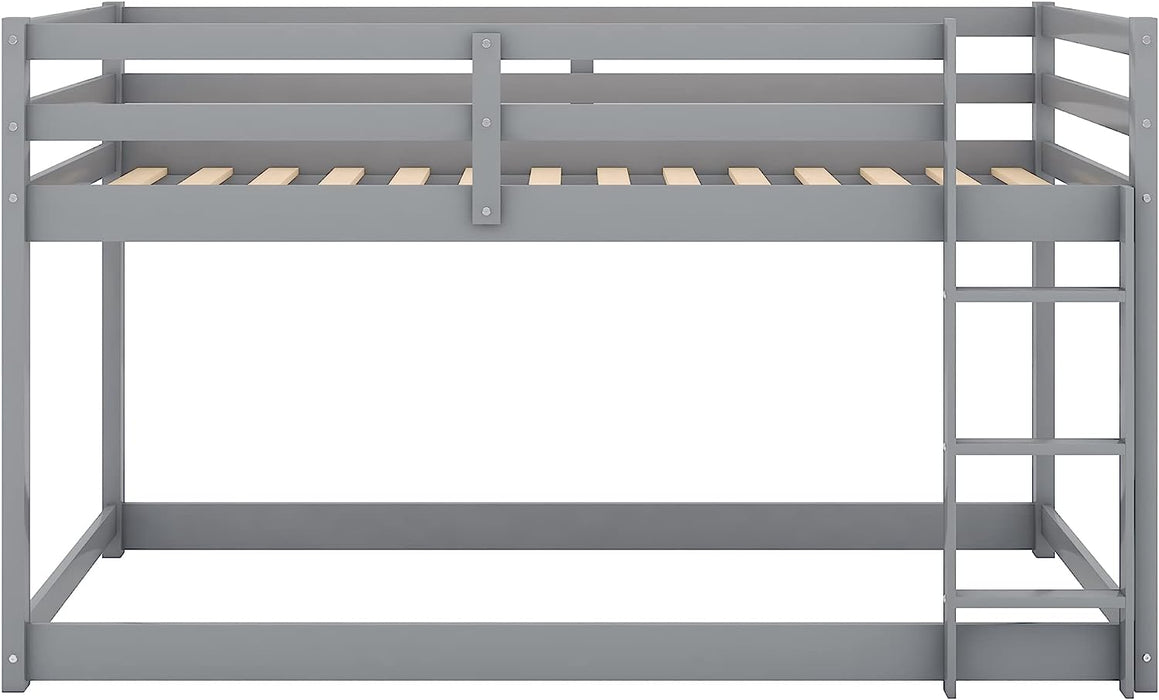 Gray Twin over Twin Bunk Bed with Guardrails