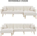 Off-White Tufted Reversible Sectional Sofa Bed