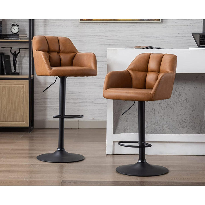 Modern Swivel Bar Stools Leather with Back and Arms