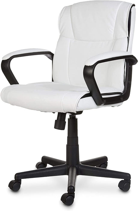 White Office Chair with Armrests and Adjustable Features