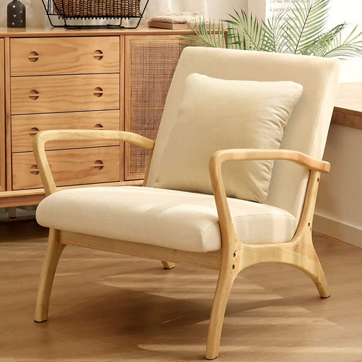 Linen Upholstered Wood Frame Accent Chair