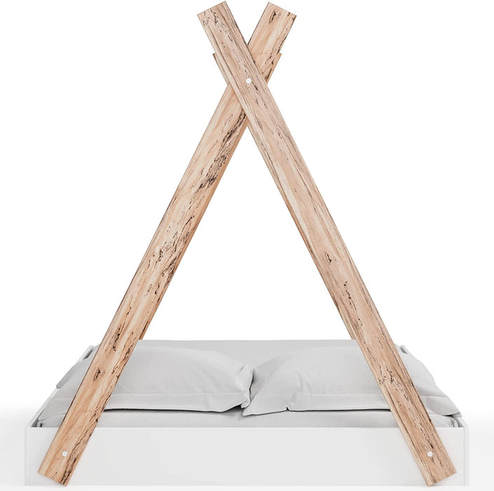 Natural Wood and White Full Tent Bed Frame