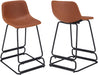 Armless Faux Leather Counter Stools Set of 2, Industrial Style