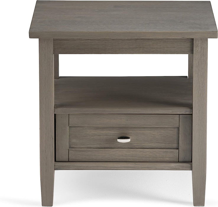 Warm Shaker Solid Wood Rectangle End Table - Farmhouse Grey